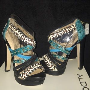 Aldo multi print strappy sandal heels
